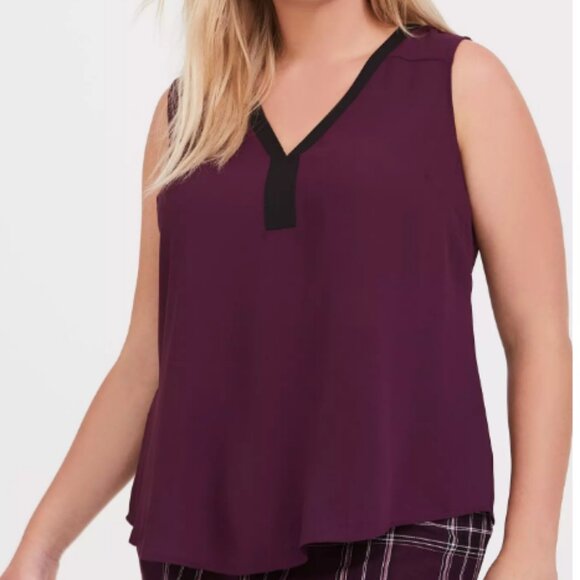 Torrid Georgette Tank in Highland thistle (Burgundy) Size 3 - Picture 1 of 12